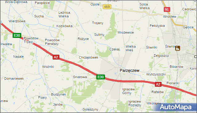 mapa Chrząstów Wielki, Chrząstów Wielki na mapie Targeo