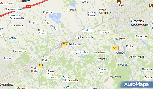 mapa Chylice gmina Jaktorów, Chylice gmina Jaktorów na mapie Targeo