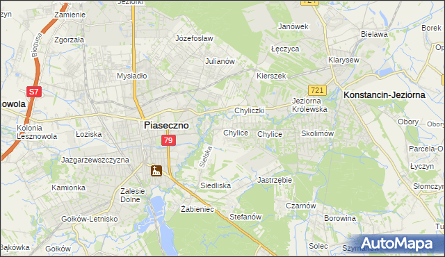 mapa Chylice gmina Piaseczno, Chylice gmina Piaseczno na mapie Targeo