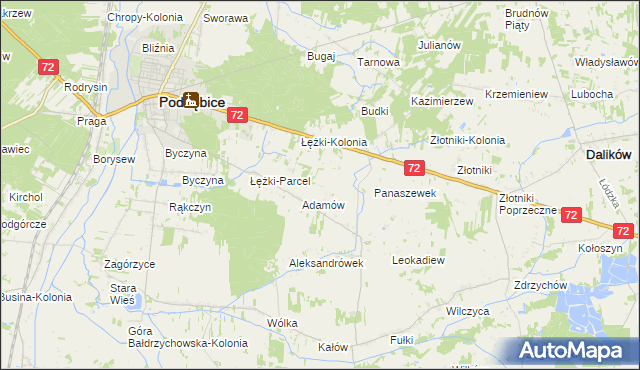 mapa Ciężków gmina Poddębice, Ciężków gmina Poddębice na mapie Targeo