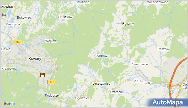 mapa Czarnów gmina Kamienna Góra, Czarnów gmina Kamienna Góra na mapie Targeo