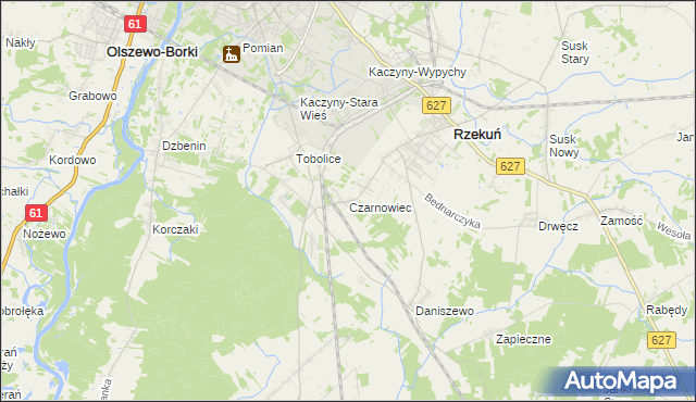 mapa Czarnowiec gmina Rzekuń, Czarnowiec gmina Rzekuń na mapie Targeo