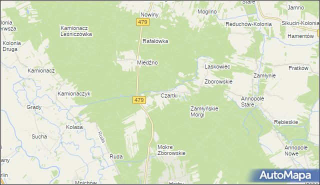 mapa Czartki gmina Sieradz, Czartki gmina Sieradz na mapie Targeo