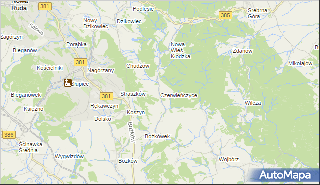 mapa Czerwieńczyce, Czerwieńczyce na mapie Targeo