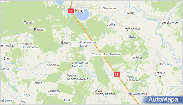 mapa Czerwonka-Gozdów, Czerwonka-Gozdów na mapie Targeo