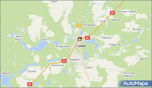 mapa Człopa, Człopa na mapie Targeo