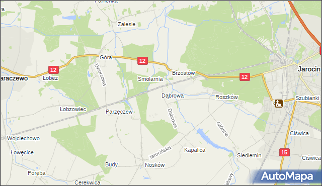 mapa Dąbrowa gmina Jarocin, Dąbrowa gmina Jarocin na mapie Targeo