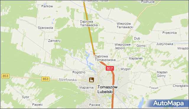 mapa Dąbrowa Tomaszowska, Dąbrowa Tomaszowska na mapie Targeo
