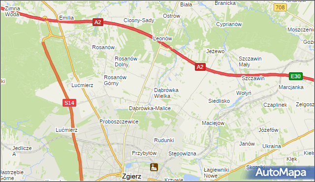 mapa Dąbrówka-Strumiany, Dąbrówka-Strumiany na mapie Targeo