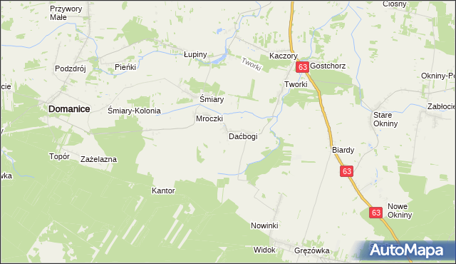 mapa Daćbogi gmina Wiśniew, Daćbogi gmina Wiśniew na mapie Targeo