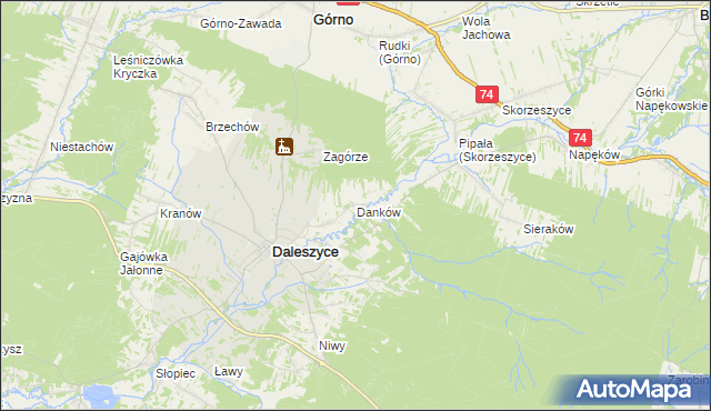 mapa Danków gmina Daleszyce, Danków gmina Daleszyce na mapie Targeo