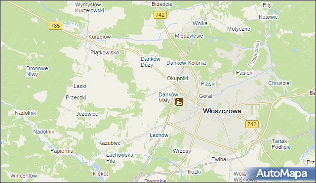 mapa Danków Mały, Danków Mały na mapie Targeo