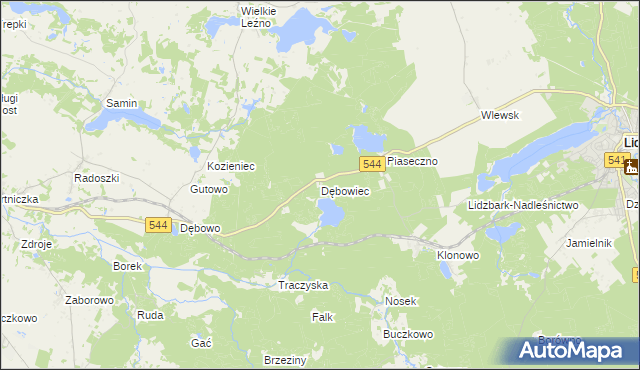 mapa Dębowiec gmina Lidzbark, Dębowiec gmina Lidzbark na mapie Targeo