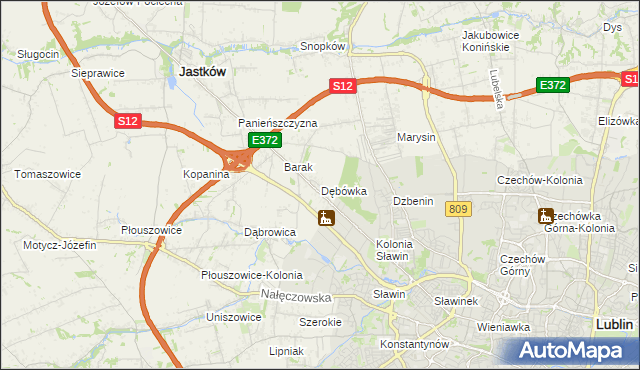 mapa Dębówka gmina Jastków, Dębówka gmina Jastków na mapie Targeo