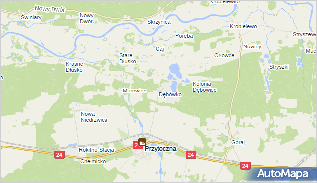 mapa Dębówko gmina Przytoczna, Dębówko gmina Przytoczna na mapie Targeo