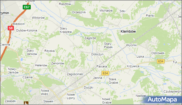 mapa Dobczyn gmina Klembów, Dobczyn gmina Klembów na mapie Targeo