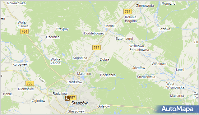 mapa Dobra gmina Staszów, Dobra gmina Staszów na mapie Targeo