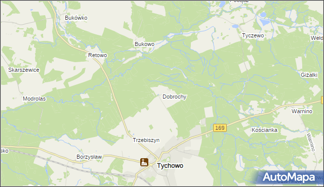 mapa Dobrochy gmina Tychowo, Dobrochy gmina Tychowo na mapie Targeo