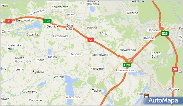 mapa Dobrzewino, Dobrzewino na mapie Targeo