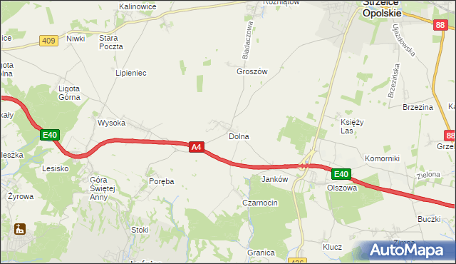 mapa Dolna gmina Leśnica, Dolna gmina Leśnica na mapie Targeo