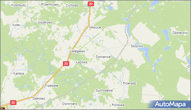 mapa Domanice gmina Miastko, Domanice gmina Miastko na mapie Targeo