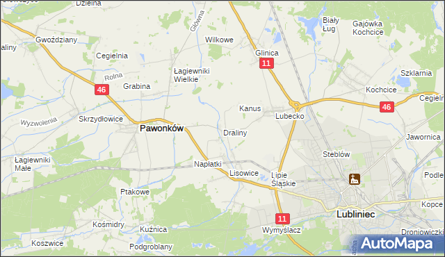 mapa Draliny, Draliny na mapie Targeo