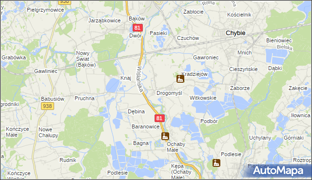 mapa Drogomyśl, Drogomyśl na mapie Targeo