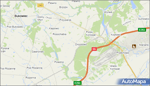 mapa Drozdowo gmina Świecie, Drozdowo gmina Świecie na mapie Targeo