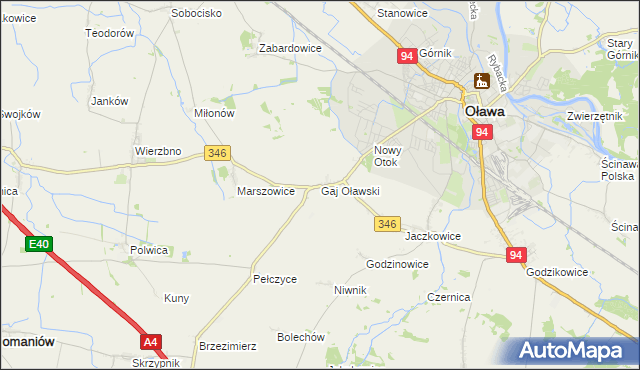 mapa Gaj Oławski, Gaj Oławski na mapie Targeo