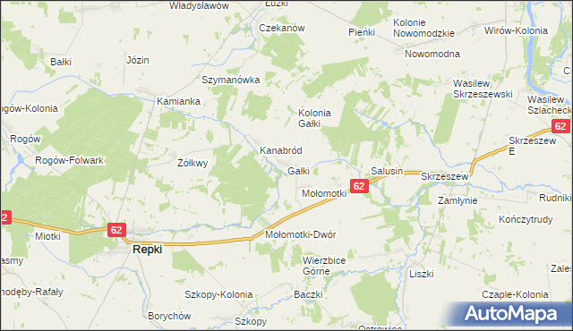 mapa Gałki gmina Repki, Gałki gmina Repki na mapie Targeo