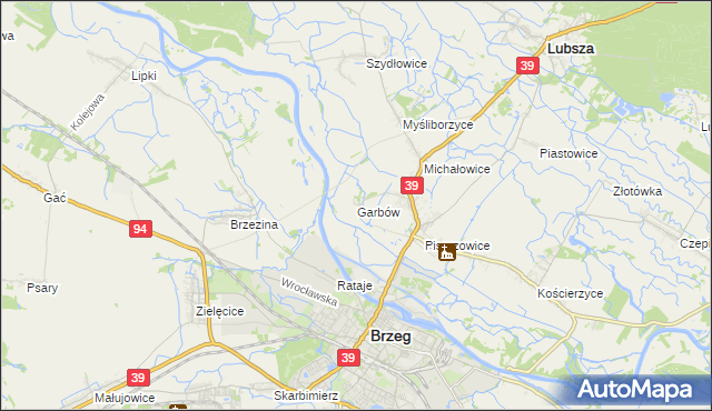 mapa Garbów gmina Lubsza, Garbów gmina Lubsza na mapie Targeo