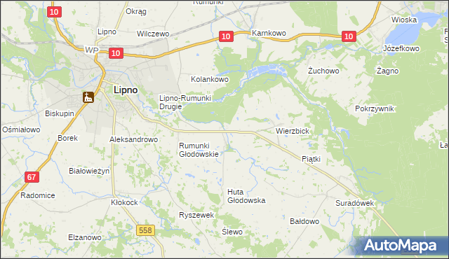 mapa Głodowo gmina Lipno, Głodowo gmina Lipno na mapie Targeo