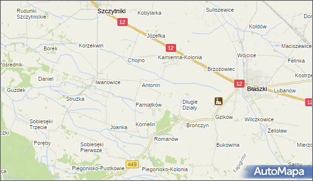 mapa Główczyn gmina Szczytniki, Główczyn gmina Szczytniki na mapie Targeo