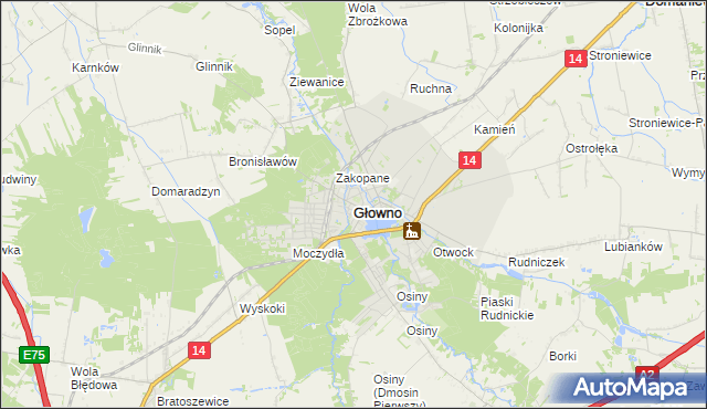 mapa Głowno, Głowno na mapie Targeo