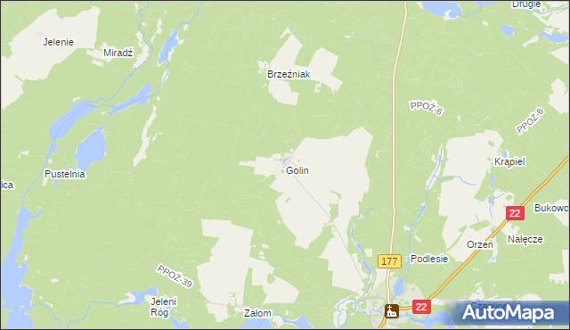 mapa Golin gmina Człopa, Golin gmina Człopa na mapie Targeo