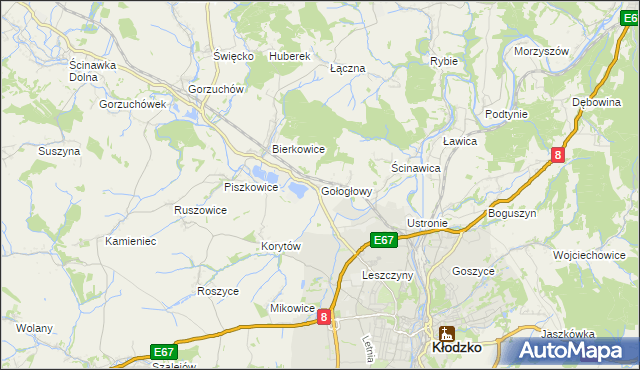 mapa Gołogłowy, Gołogłowy na mapie Targeo