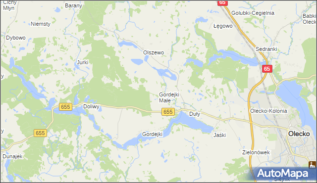 mapa Gordejki Małe, Gordejki Małe na mapie Targeo