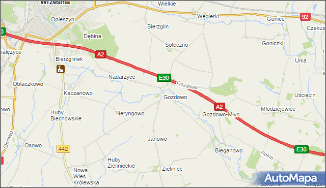 mapa Gozdowo gmina Września, Gozdowo gmina Września na mapie Targeo