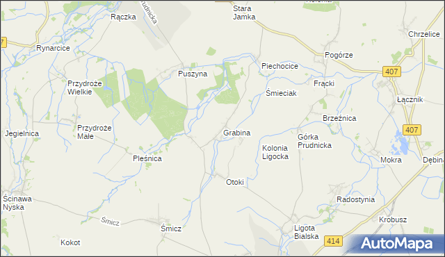 mapa Grabina gmina Biała, Grabina gmina Biała na mapie Targeo