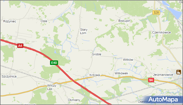 mapa Groble gmina Chojnów, Groble gmina Chojnów na mapie Targeo