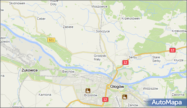 mapa Grodziec Mały, Grodziec Mały na mapie Targeo