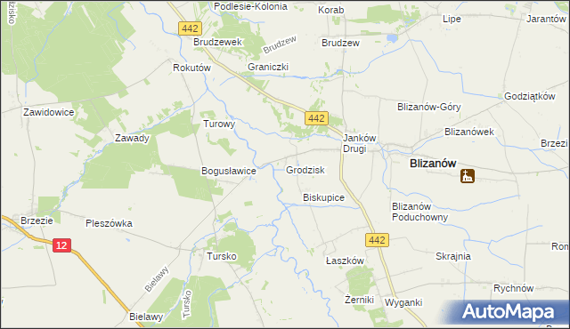 mapa Grodzisk gmina Blizanów, Grodzisk gmina Blizanów na mapie Targeo