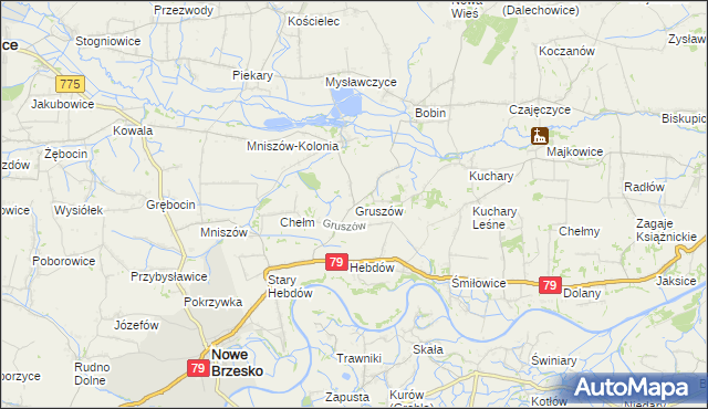 mapa Gruszów gmina Nowe Brzesko, Gruszów gmina Nowe Brzesko na mapie Targeo