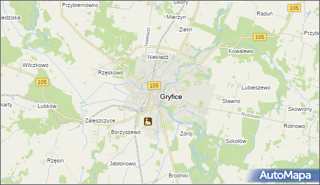 mapa Gryfice, Gryfice na mapie Targeo