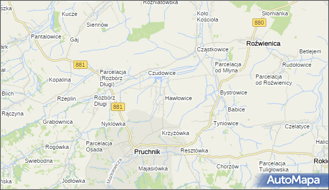 mapa Hawłowice, Hawłowice na mapie Targeo