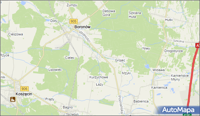 mapa Hucisko gmina Boronów, Hucisko gmina Boronów na mapie Targeo