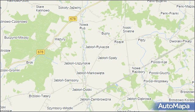 mapa Jabłoń-Spały, Jabłoń-Spały na mapie Targeo
