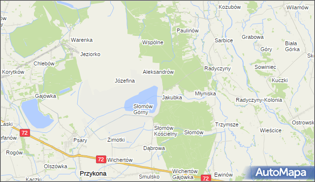 mapa Jakubka, Jakubka na mapie Targeo