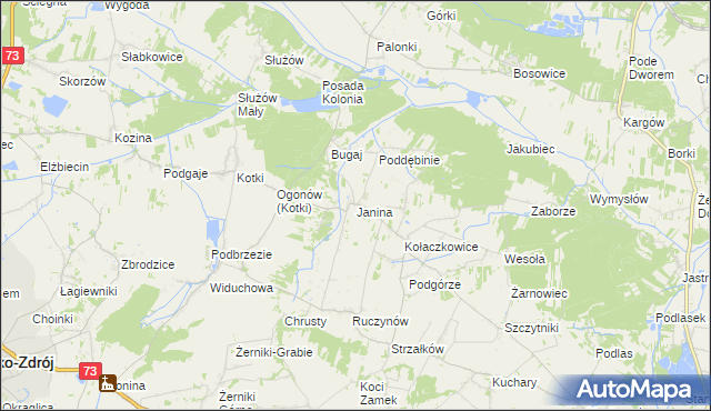 mapa Janina gmina Busko-Zdrój, Janina gmina Busko-Zdrój na mapie Targeo