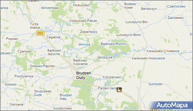 mapa Janoszyce, Janoszyce na mapie Targeo